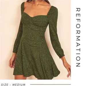 Reformation “Mochi Dress” in Jungle print